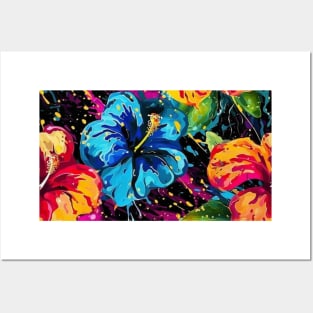 Colorful hibiscus pattern Posters and Art